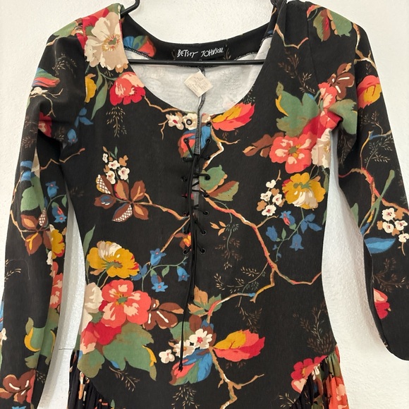 Betsey Johnson Black Floral Long Sleeve Dress - Picture 2 of 3